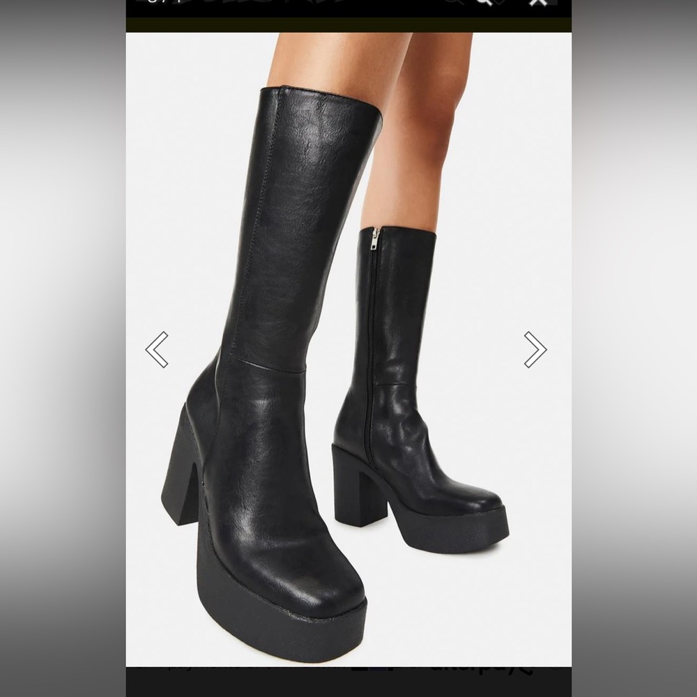 LaModa Calf High Slick Knicks Platform Boots